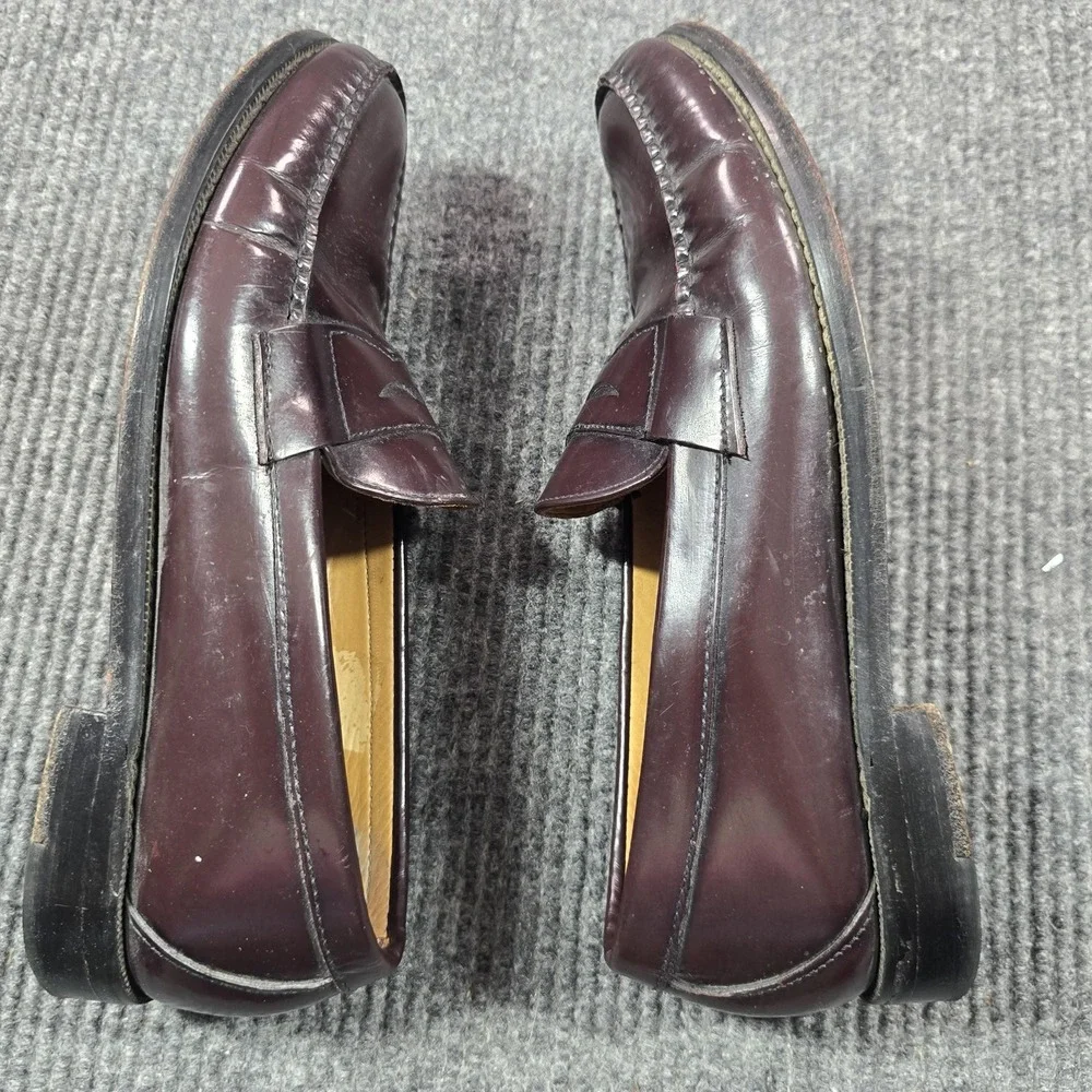 VTG Brooks Brothers Shoes Men Size 10.5 D Red Leather Slip On Dress Loafers USA